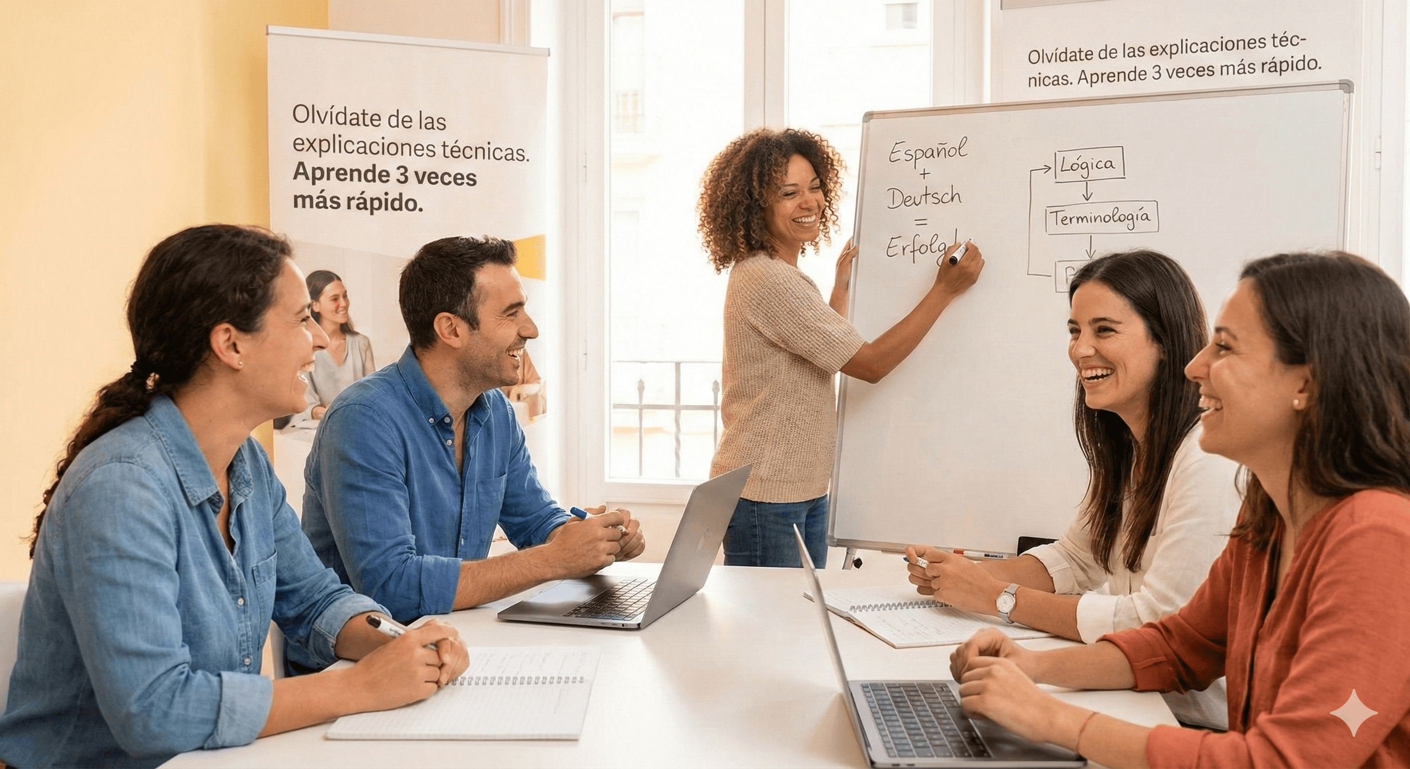 People collaborating in a flexible learning environment